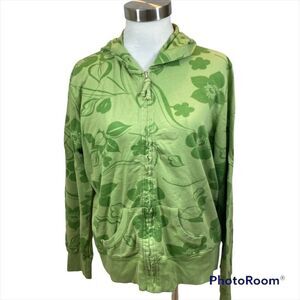 Oleg Cassini Spirt‎ Two Tone Printed Full Zipper Hooded Sweatshirt Size Large